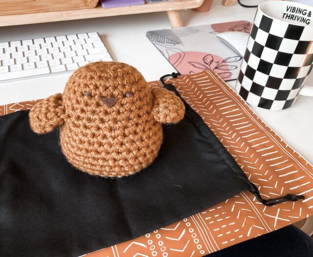 Packing orders… This little dude is fitting in well with my packaging and mug 🖤